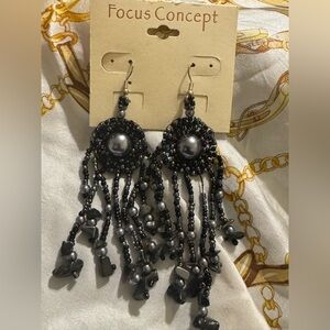 Black Beaded Earrings